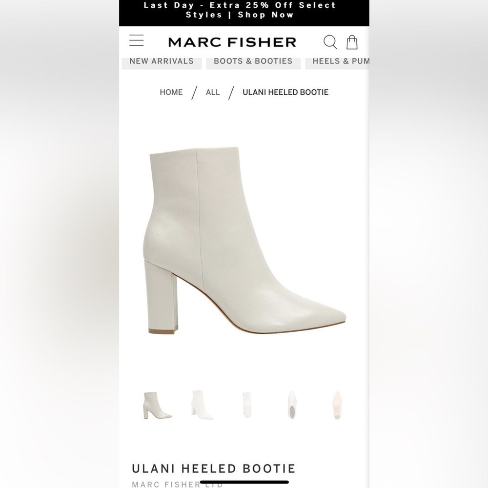 Marc Fisher size 6 white ankle boots - worn only once!